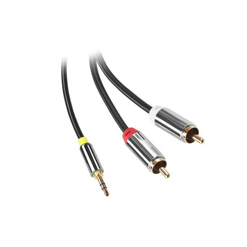 Kabel GoGEN 3,5 mm stereo, 2x CINCH, przedłużający, 1,5 m, złącza pozłacane, kolor czarny